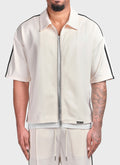 Panelled Luxe Track Shirt - Ivory