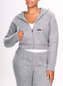 Mohair Zip Hoodie - Grey