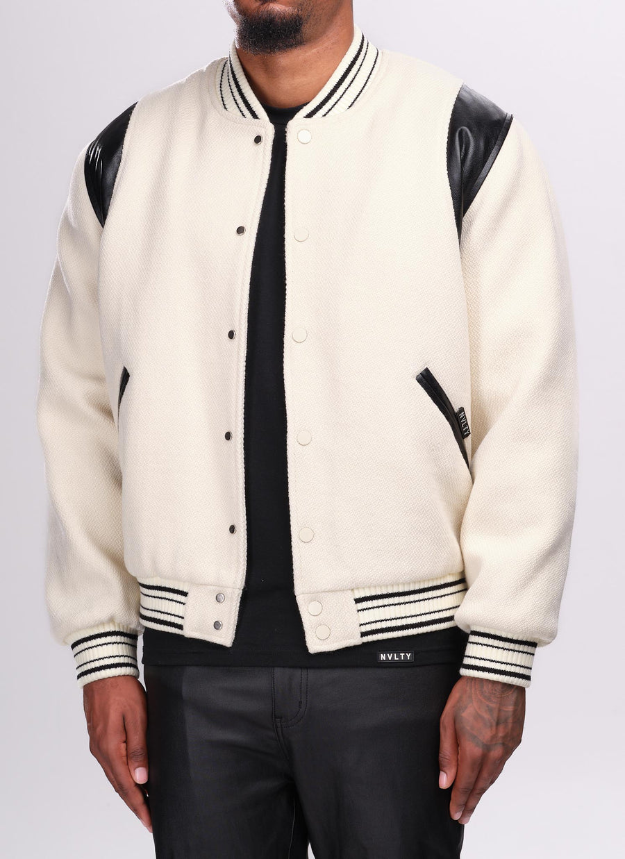 Heavyweight Wool Bomber Jacket - Ivory