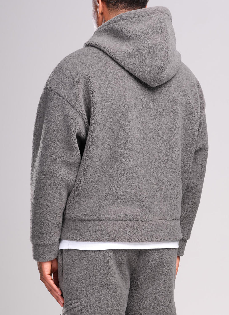 Sherpa Zip Hoodie - Grey