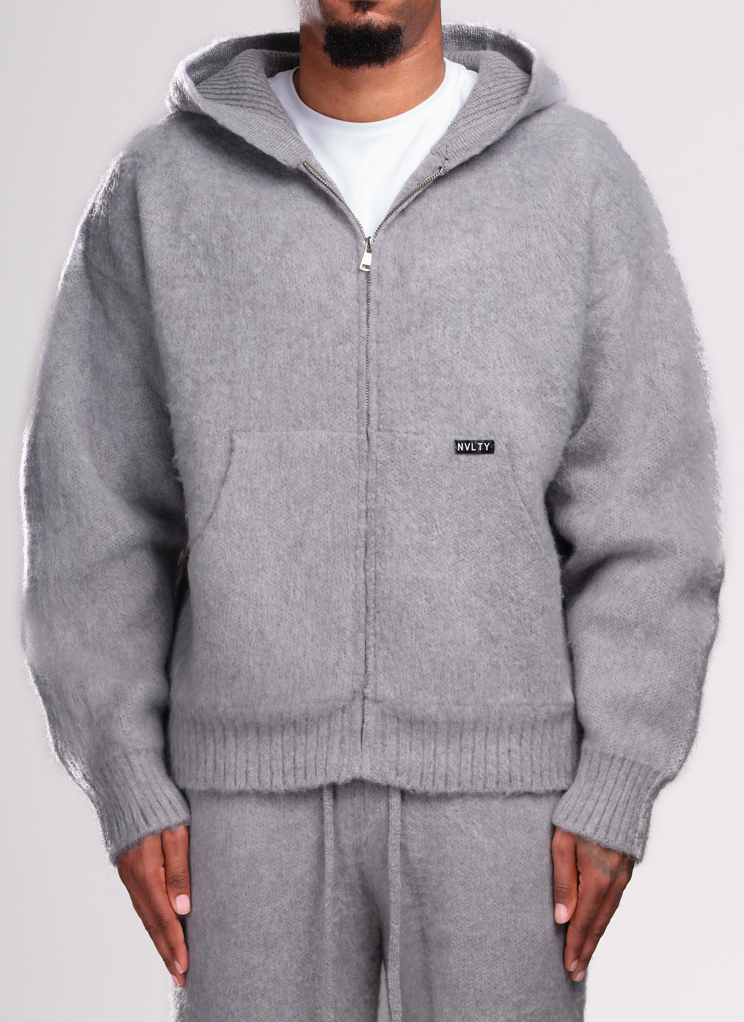 Mohair Zip Hoodie - Grey – N V L T Y