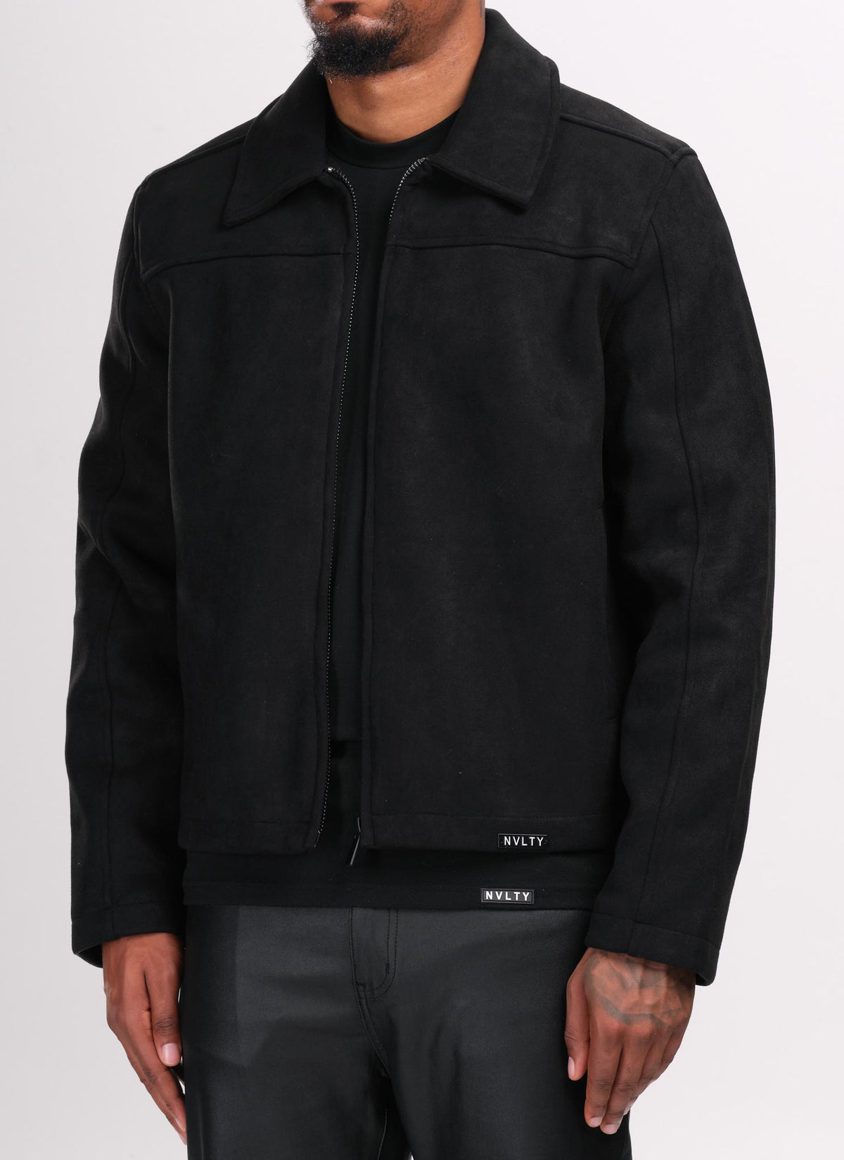 Suede Closure Jacket - Black