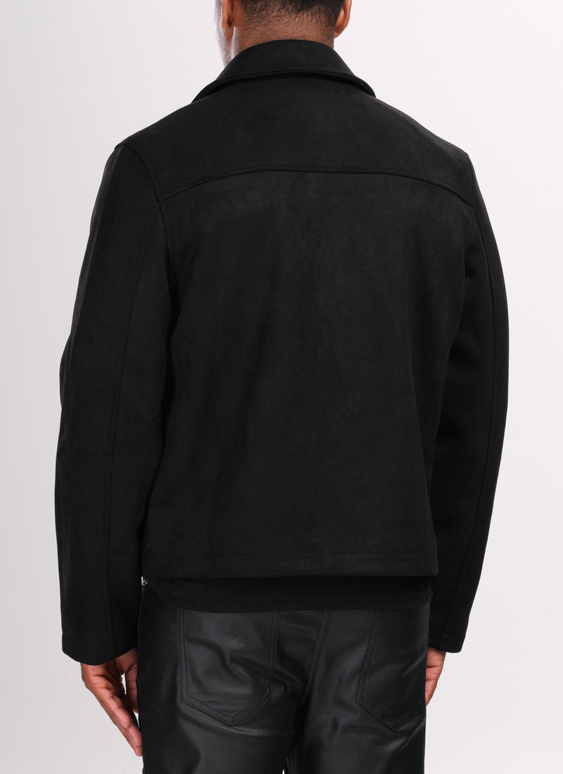Suede Closure Jacket - Black