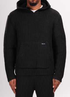 Heavyweight Knitted Hoodie - Black