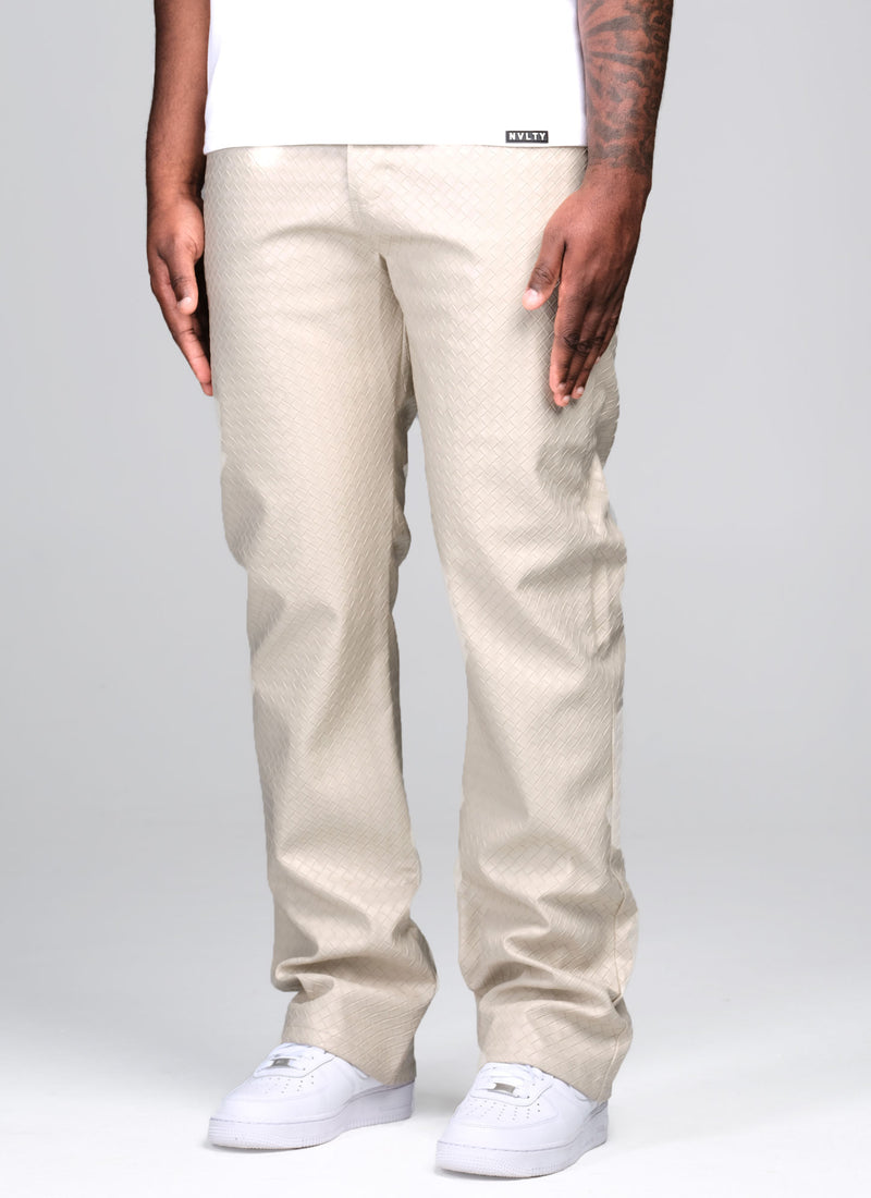 Leather Interlock Pants - Ivory