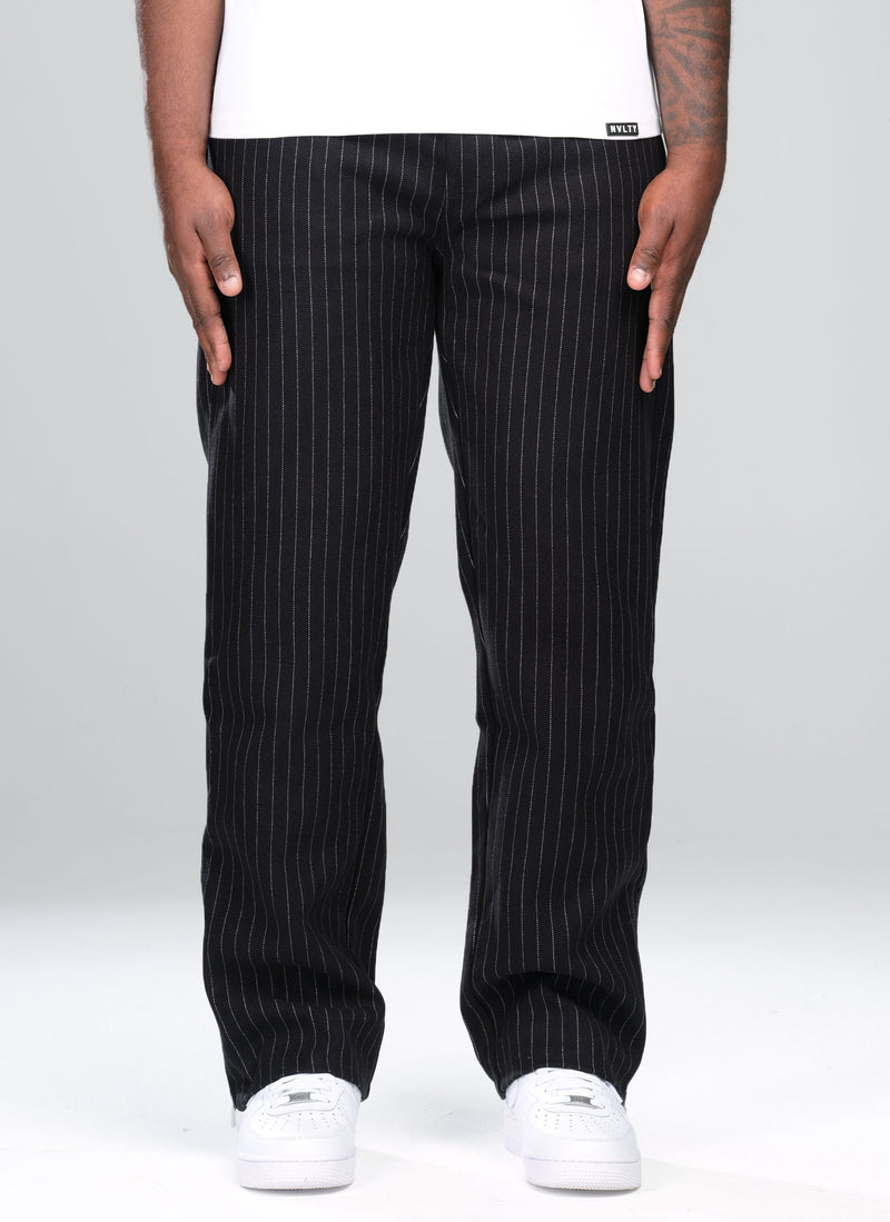 Heavyweight Pinstripe Pants - Black