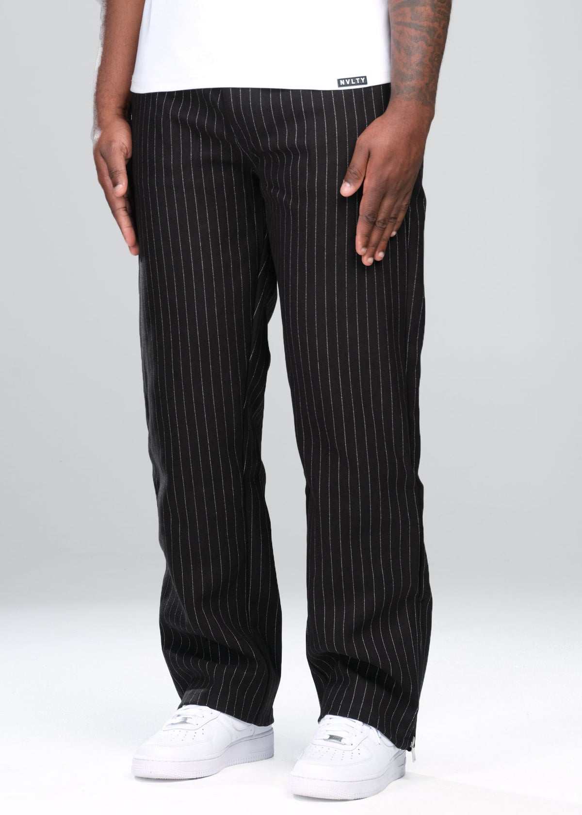 Heavyweight Pinstripe Pants - Black