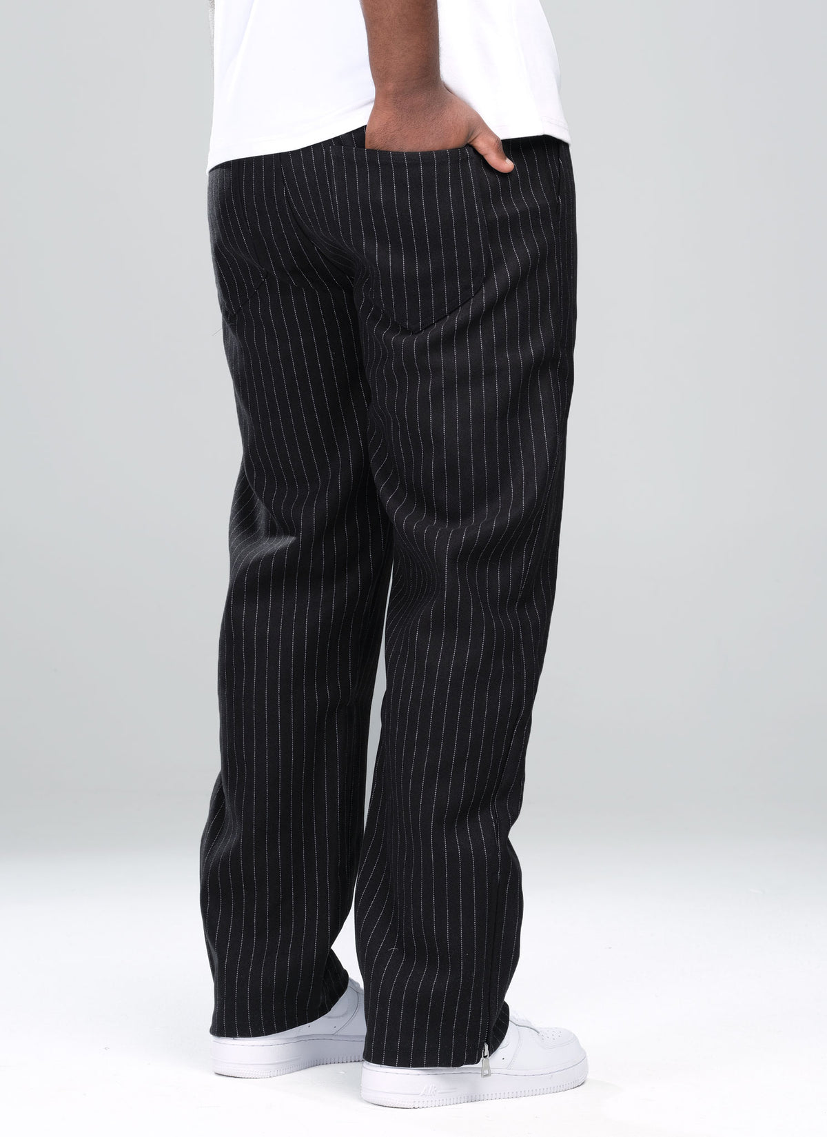 Heavyweight Pinstripe Pants - Black
