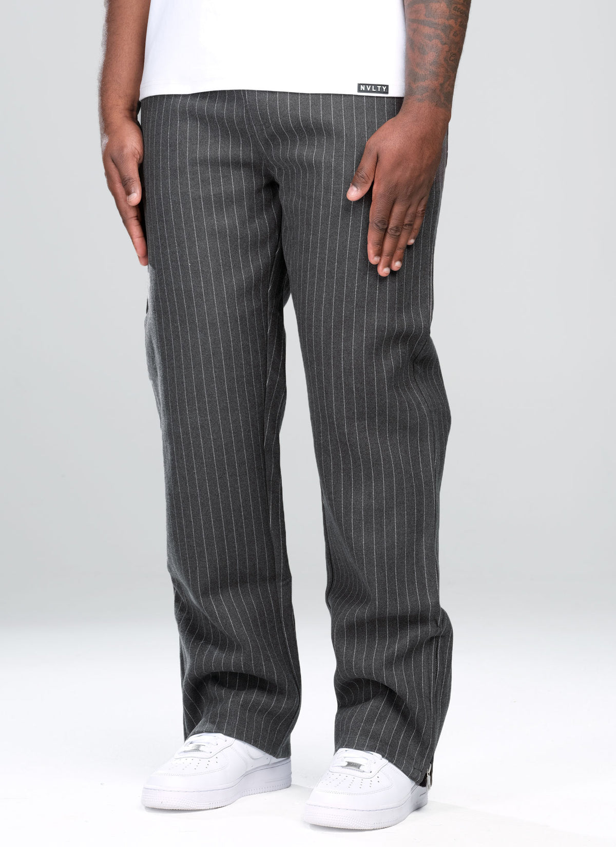 Heavyweight Pinstripe Pants - Grey