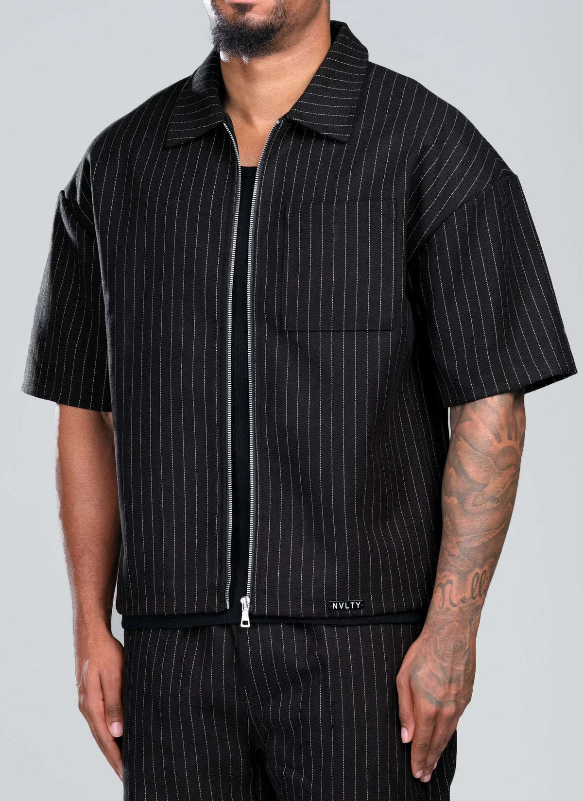 Heavyweight Pinstripe Shirt - Black