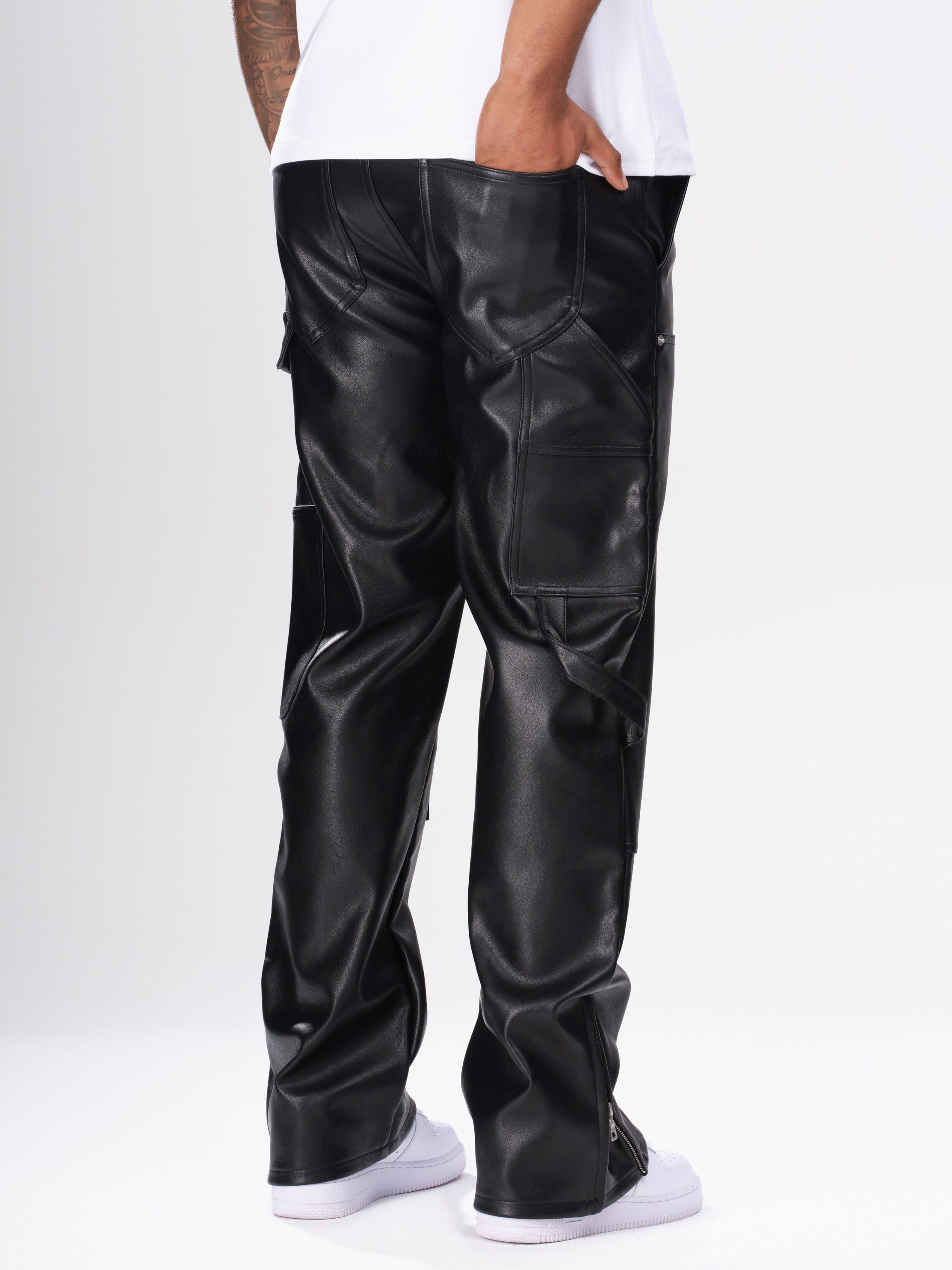 美品 定価12万 LITTLEBIG Leather Pants 21aw Leather Carpenter Rivet Pants - Black – N V L T Y