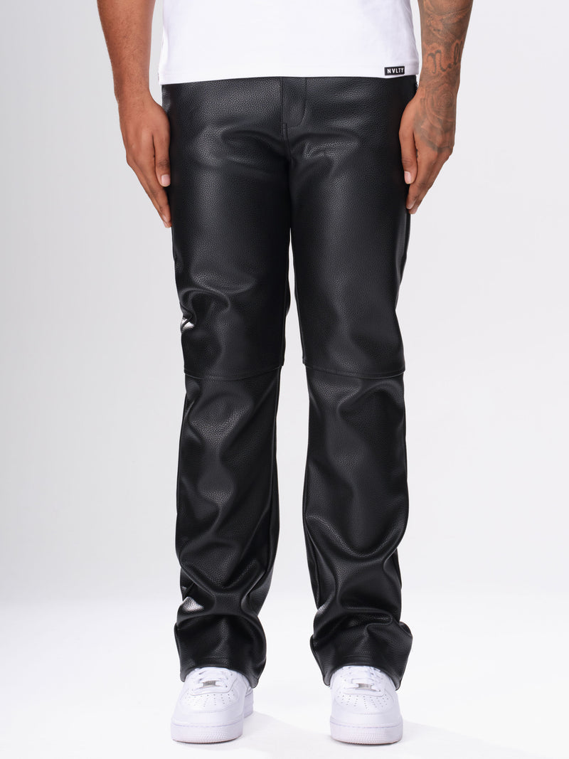 Heavyweight Grained Leather Pants - Black