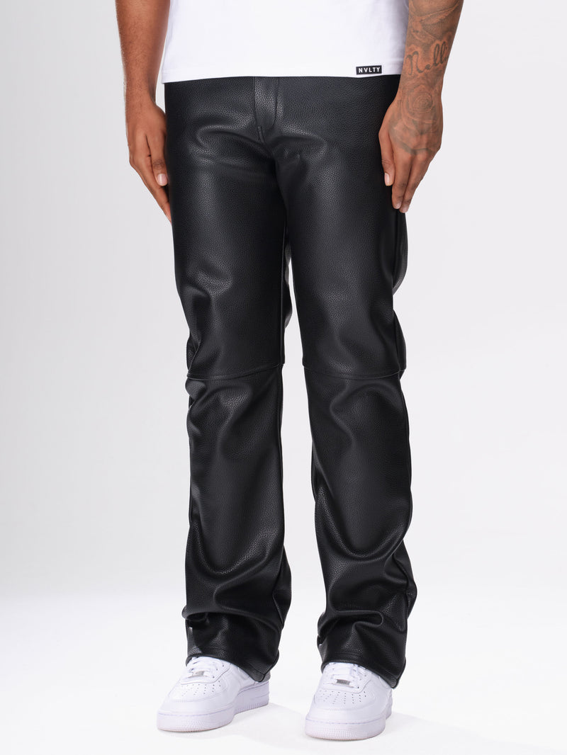 Heavyweight Grained Leather Pants - Black