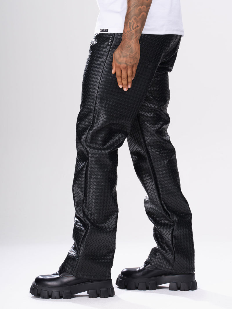 Leather Interlock Pants - Black