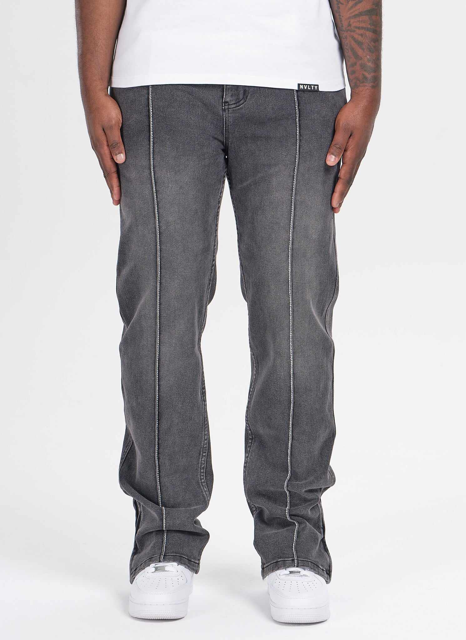 Vintage Pleat Jeans - Grey