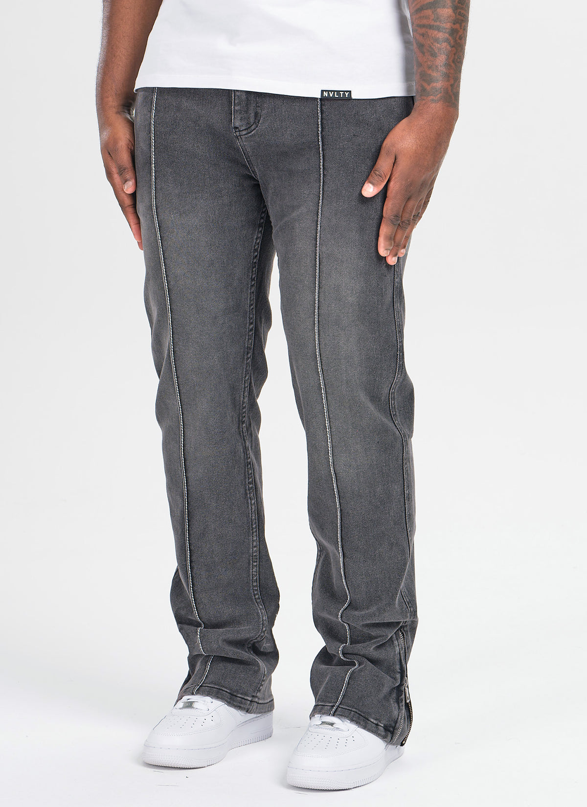 Vintage Pleat Jeans - Grey
