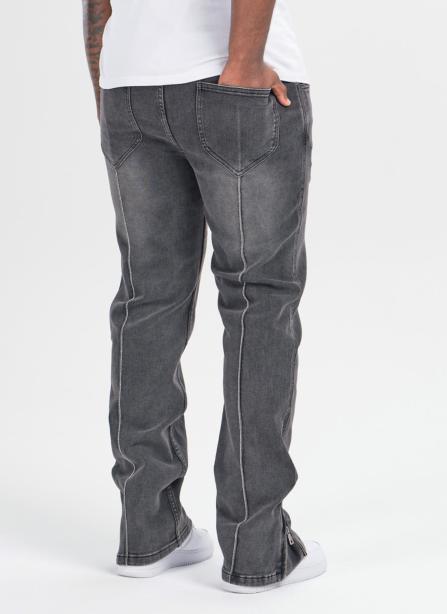 Vintage Pleat Jeans - Grey