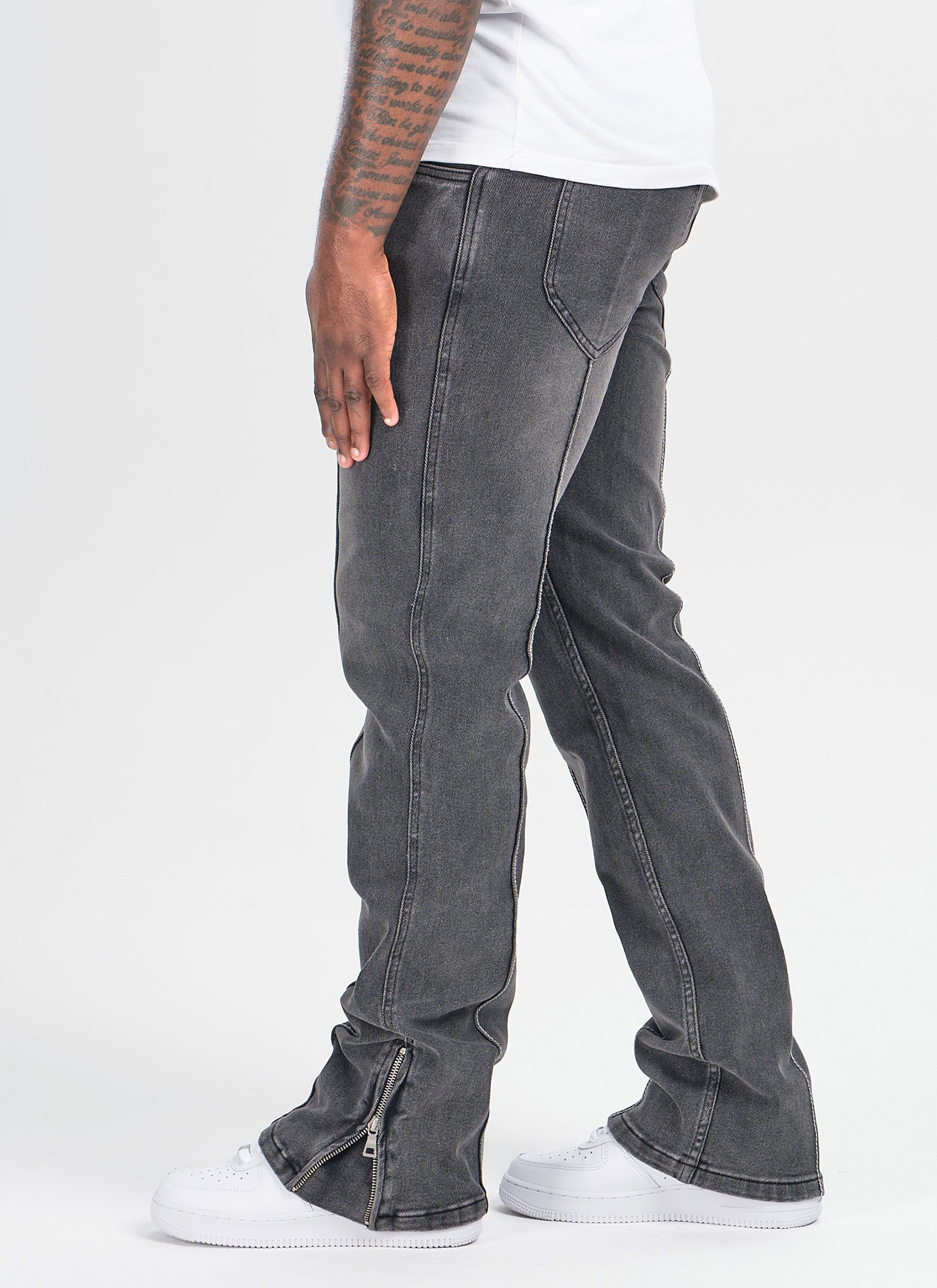 Vintage Pleat Jeans - Grey