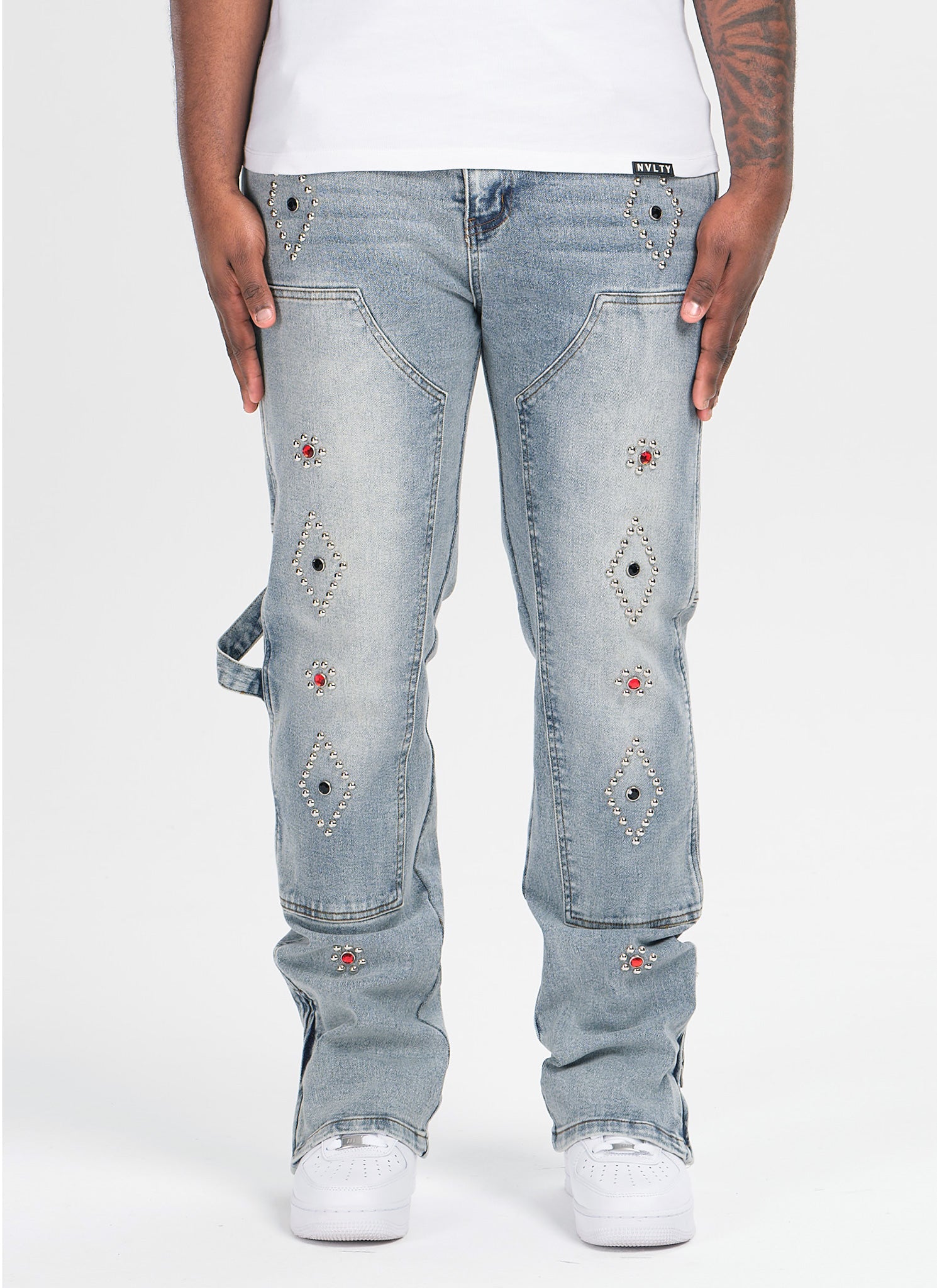 Vintage Carpenter Studded Jeans - Blue