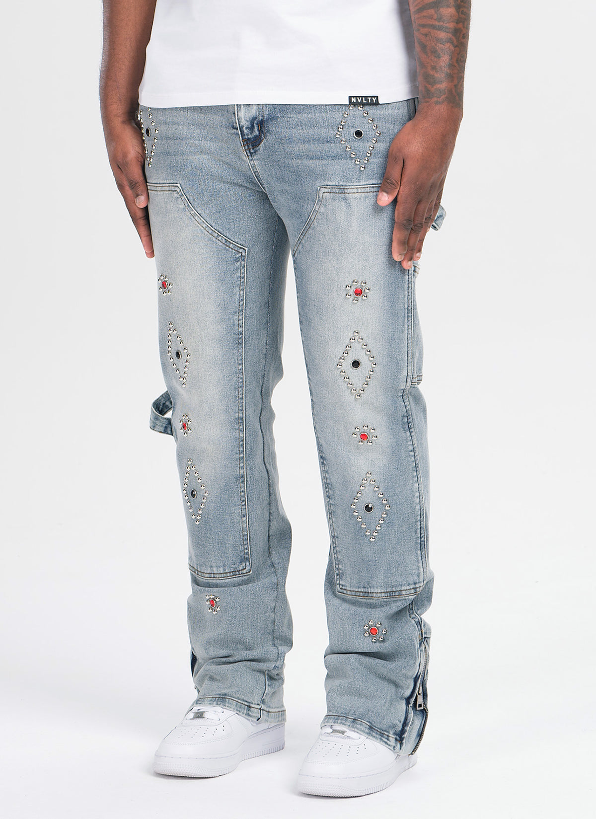 Vintage Carpenter Studded Jeans - Blue