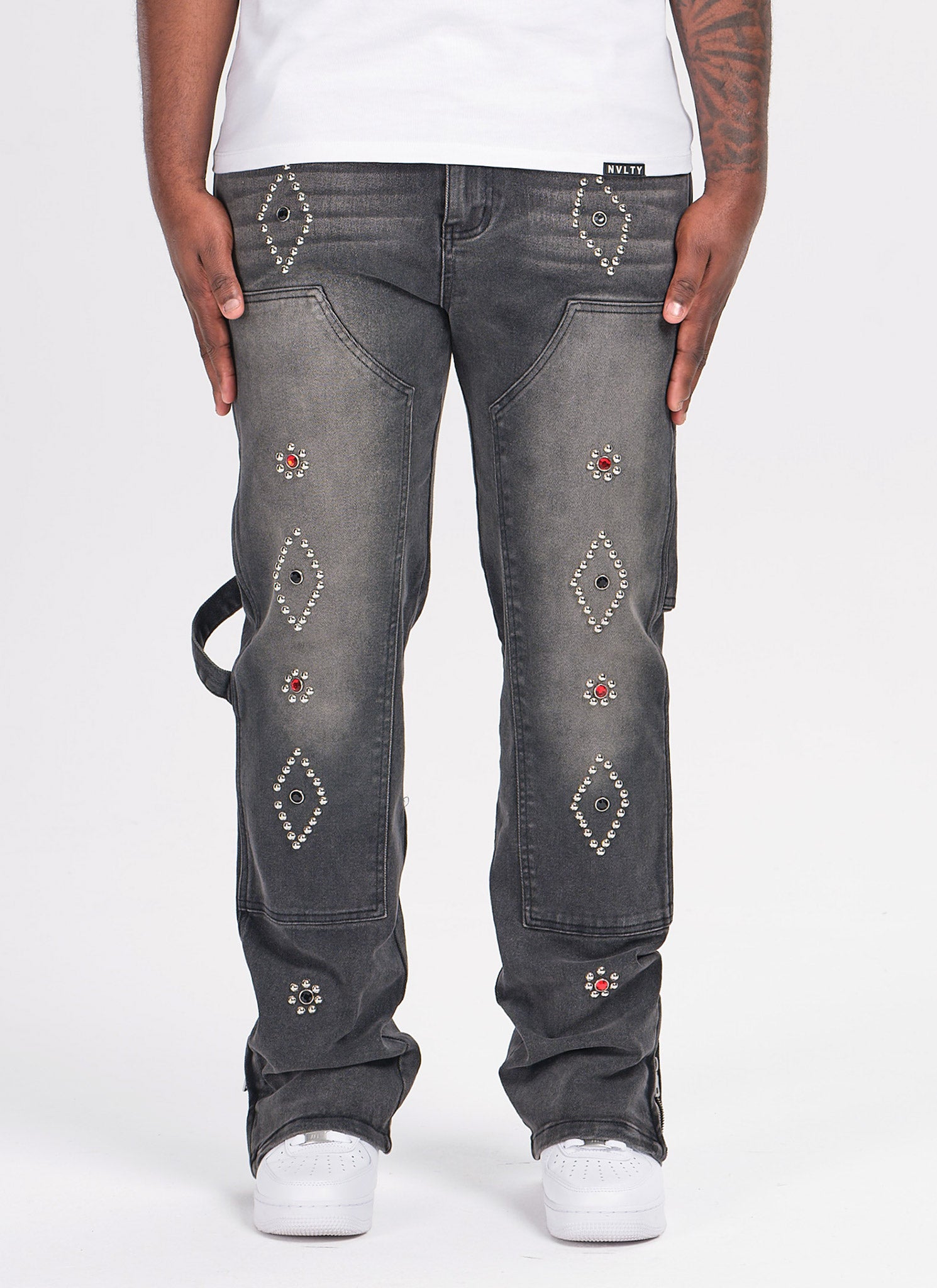 Vintage Carpenter Studded Jeans - Black