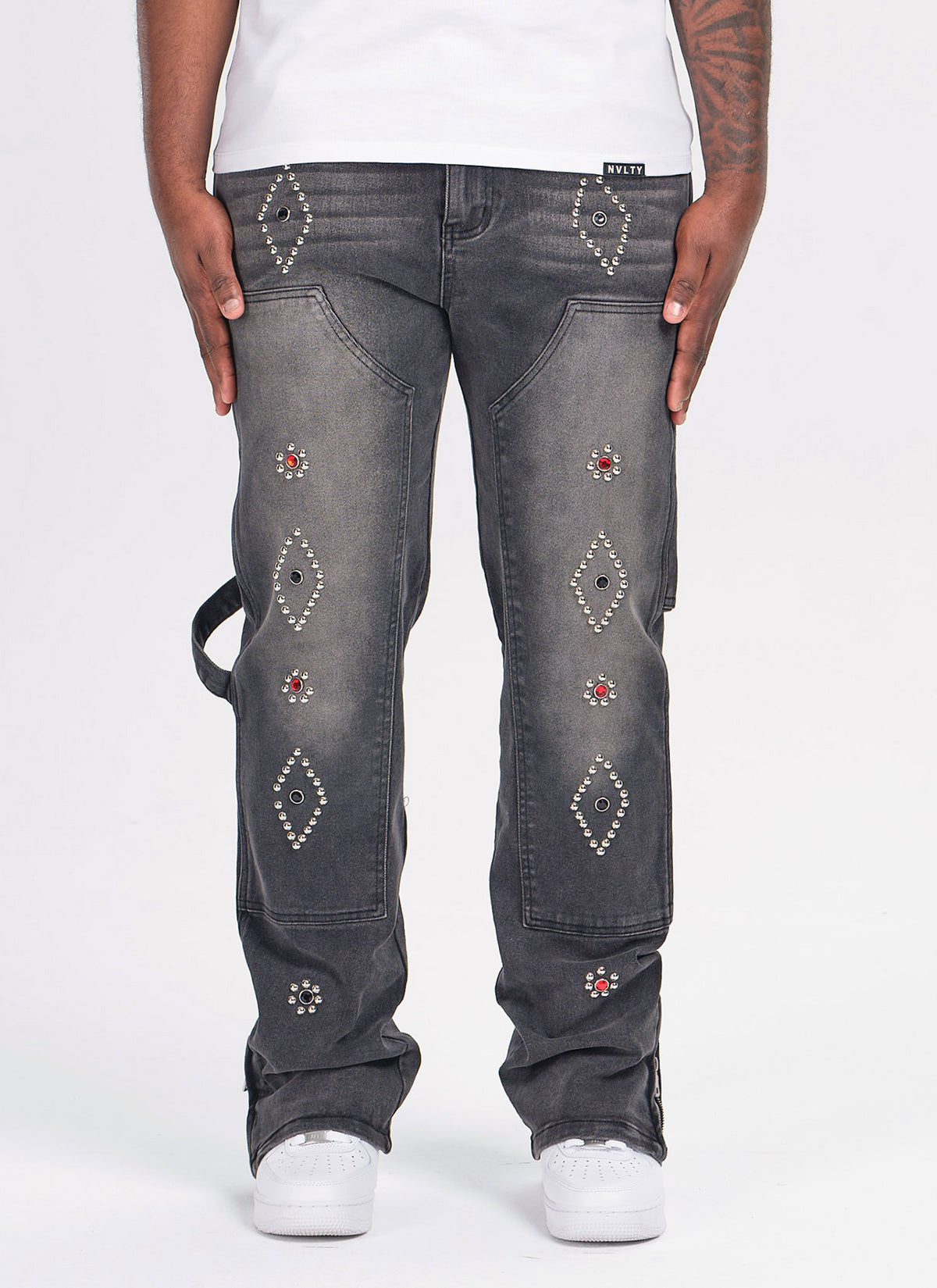 Vintage Carpenter Studded Jeans - Black