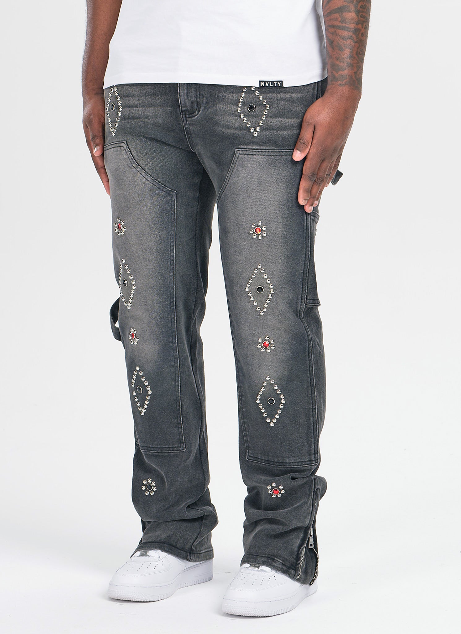 Vintage Carpenter Studded Jeans - Black