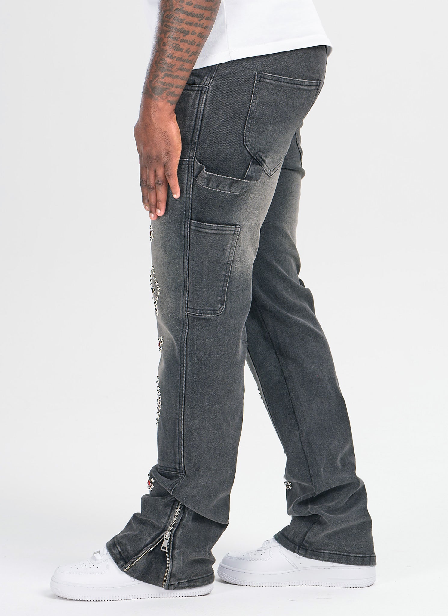 Vintage Carpenter Studded Jeans - Black