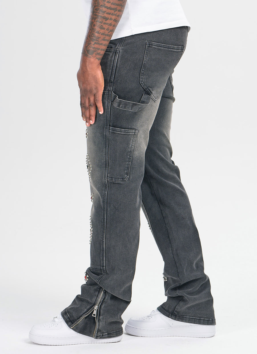 Vintage Carpenter Studded Jeans - Black