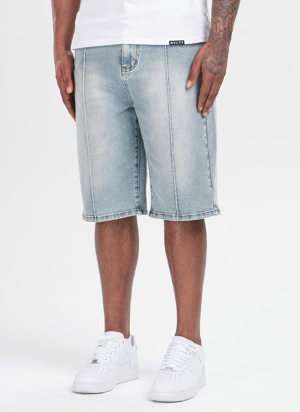 Vintage Pleat Denim Shorts - Blue