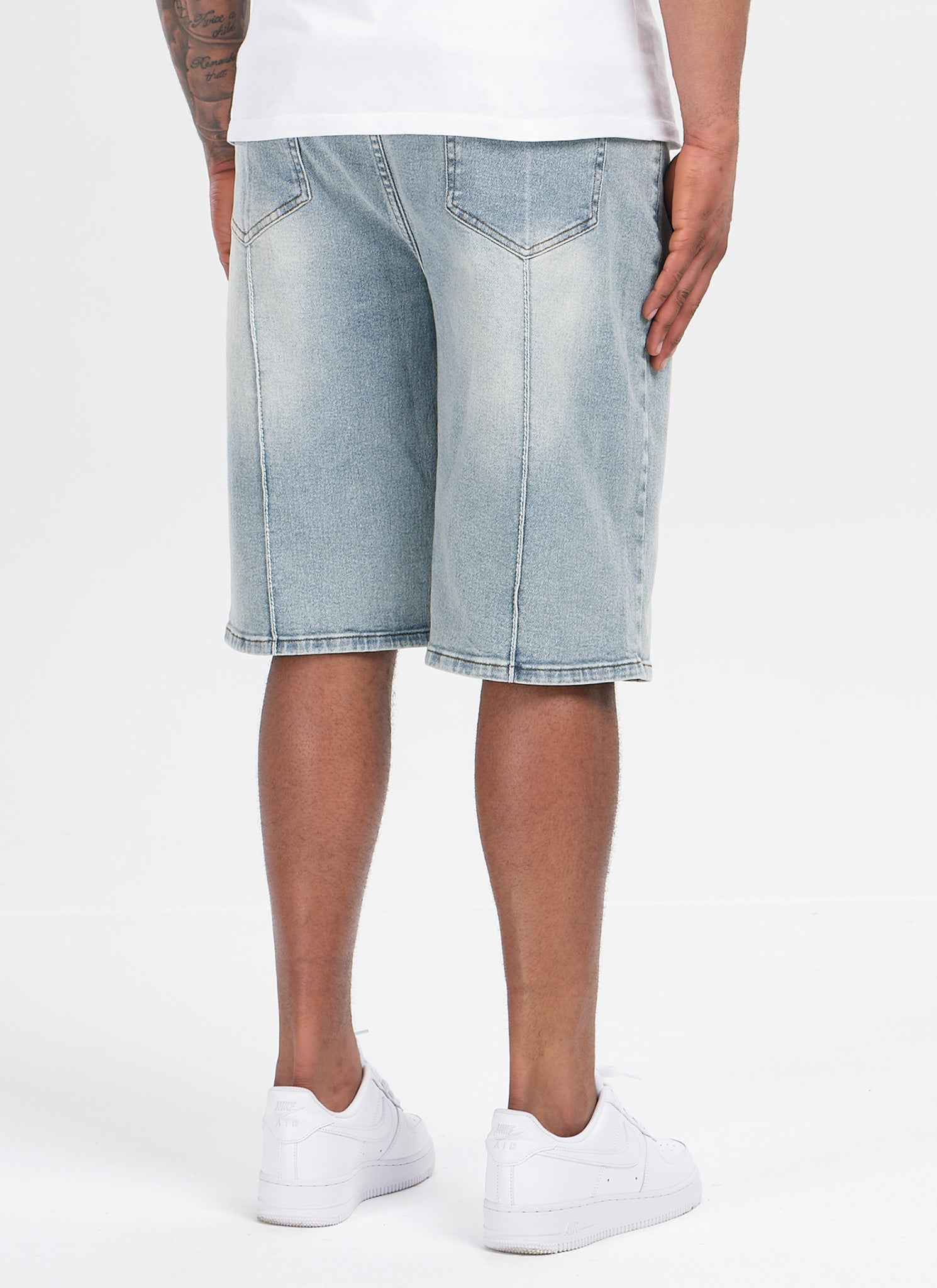 Vintage Pleat Denim Shorts - Blue