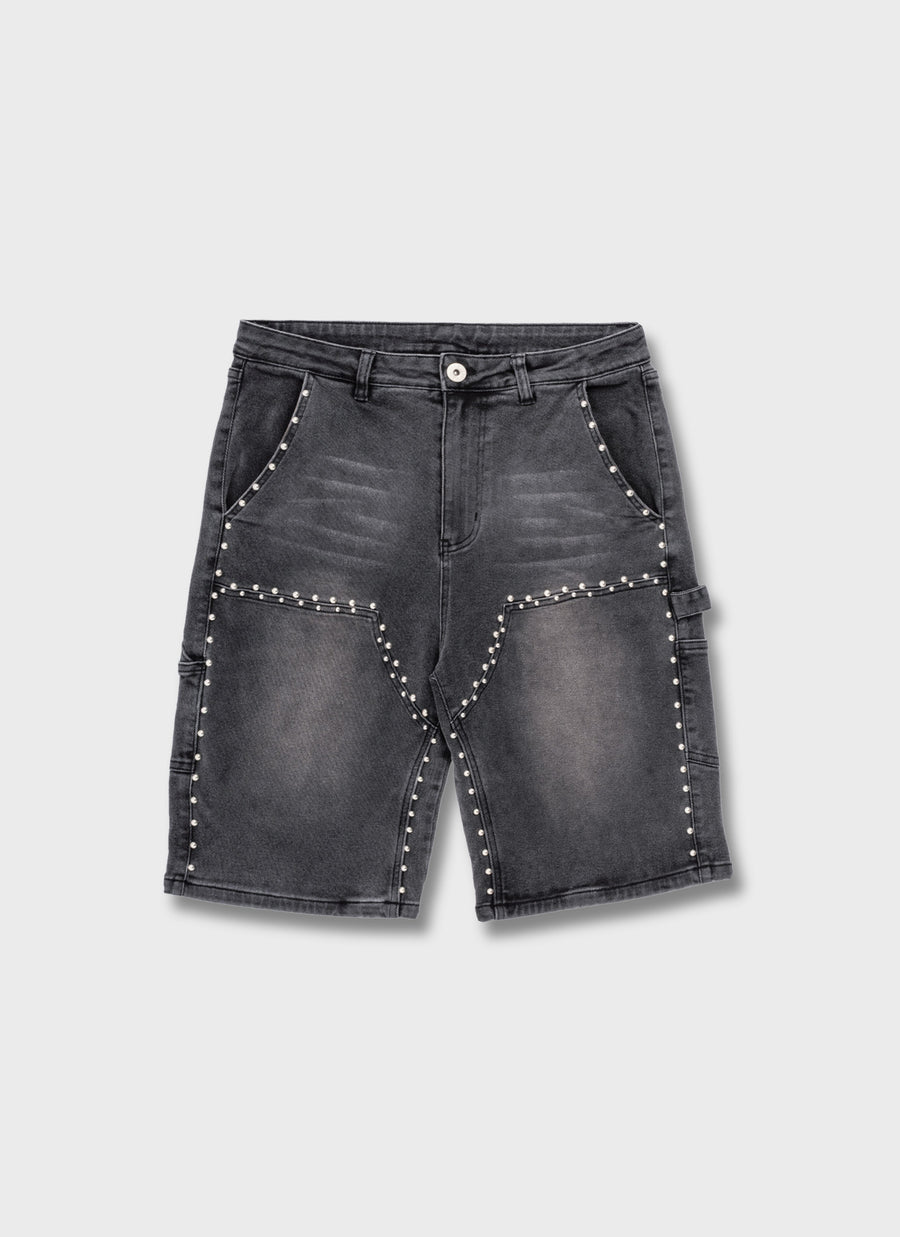 Vintage Double Studded Carpenter Denim Shorts - Black