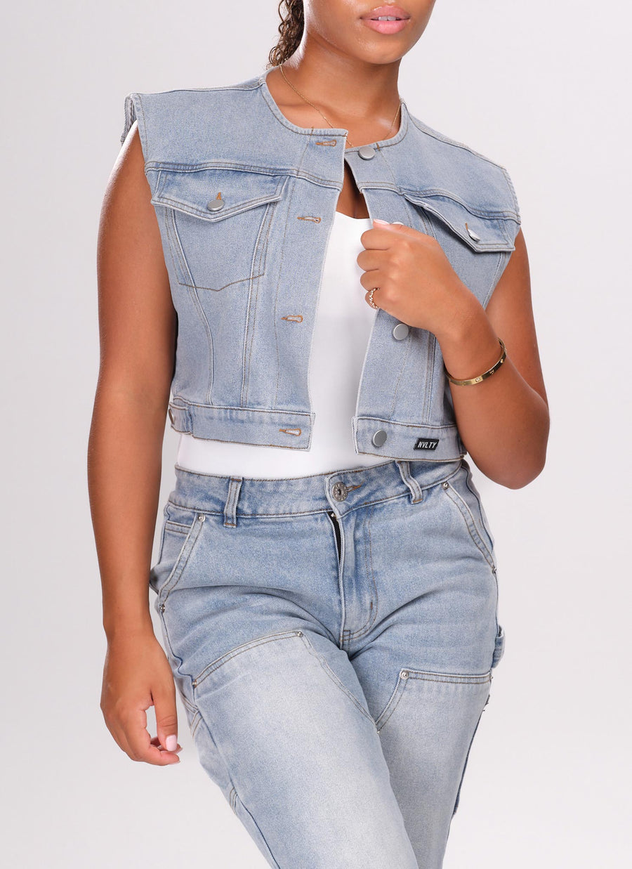 Vintage Denim Vest - Blue