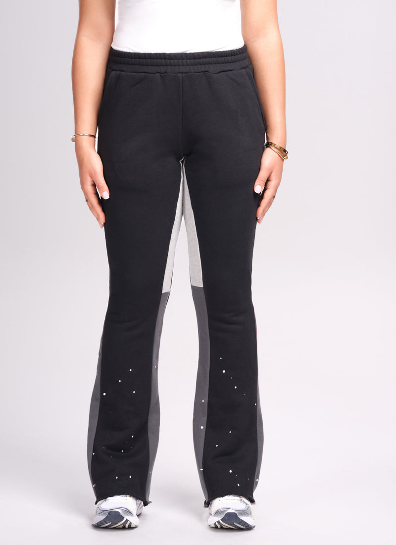 Vintage Flare Paint Joggers - Black