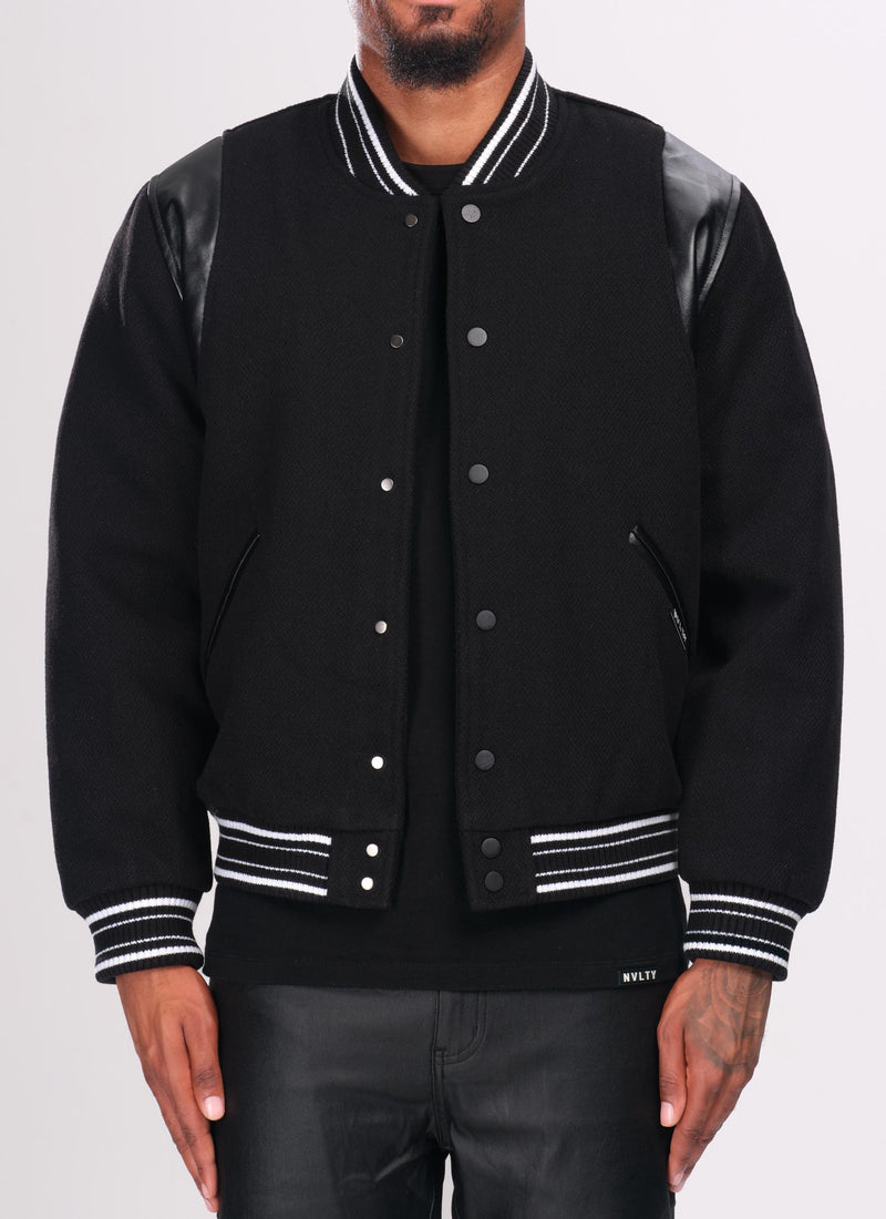 Heavyweight Wool Bomber Jacket - Black