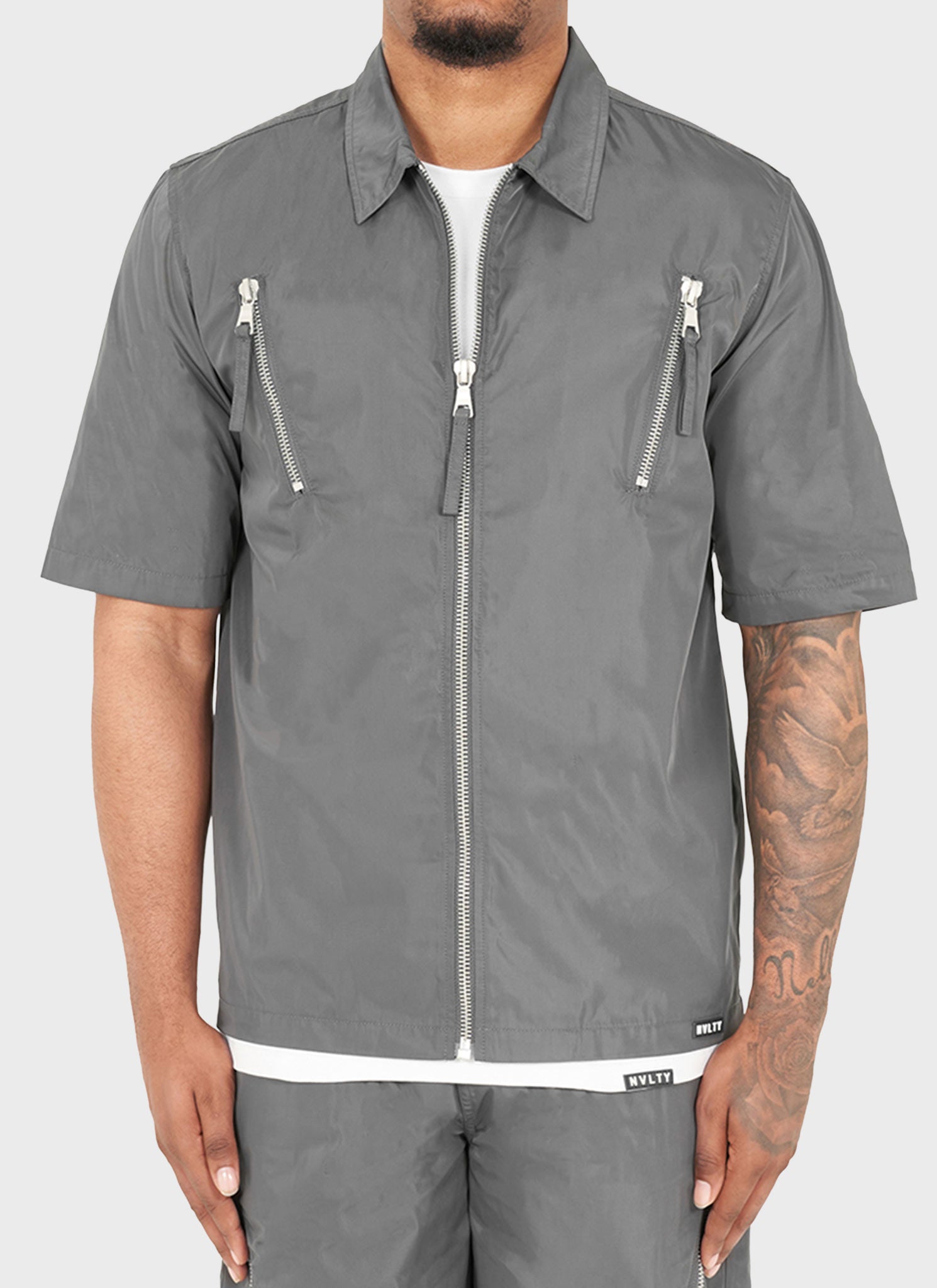 Nylon Zipper Shirt - Grey