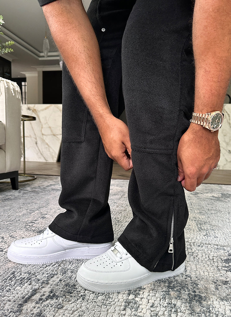 Heavyweight Wool Carpenter Rivet Pants - Black – N V L T Y