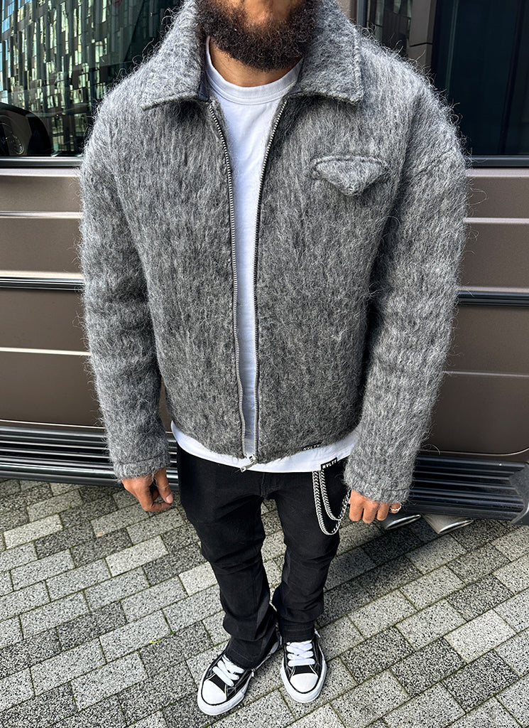 ジャケット・アウター 00s mohair jacket archive UND MOHAIR SHAGGY FLIGHT JACKET