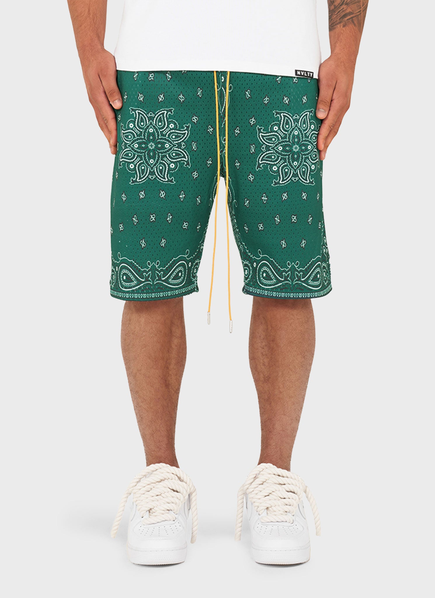 Paisley Mesh Shorts - Green