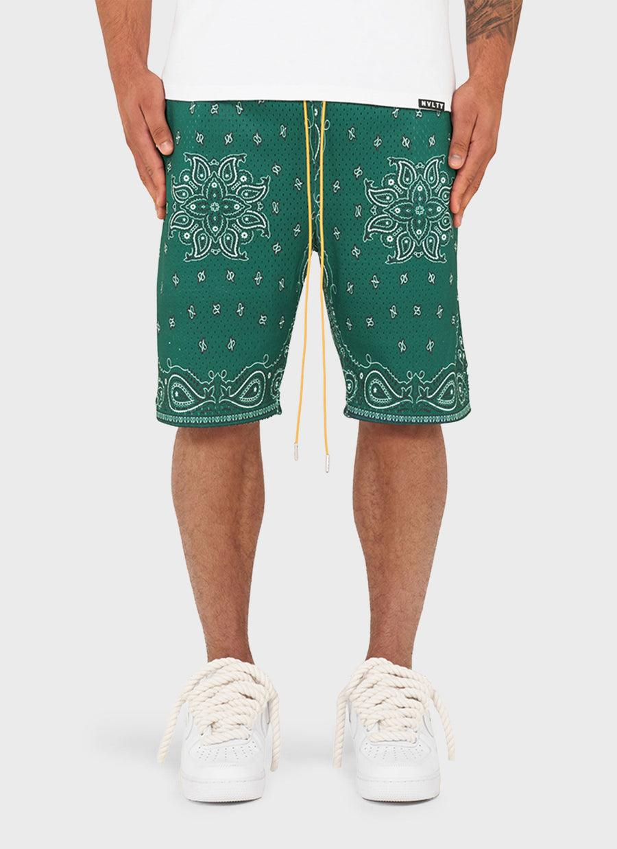 Paisley Mesh Shorts - Green