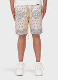 Paisley Mesh Shorts - Stone