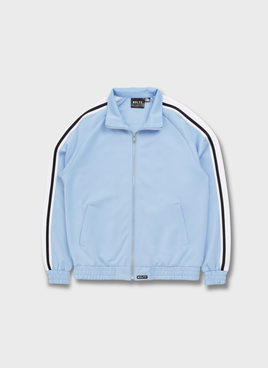 Panelled Luxe Track Jacket - Baby Blue
