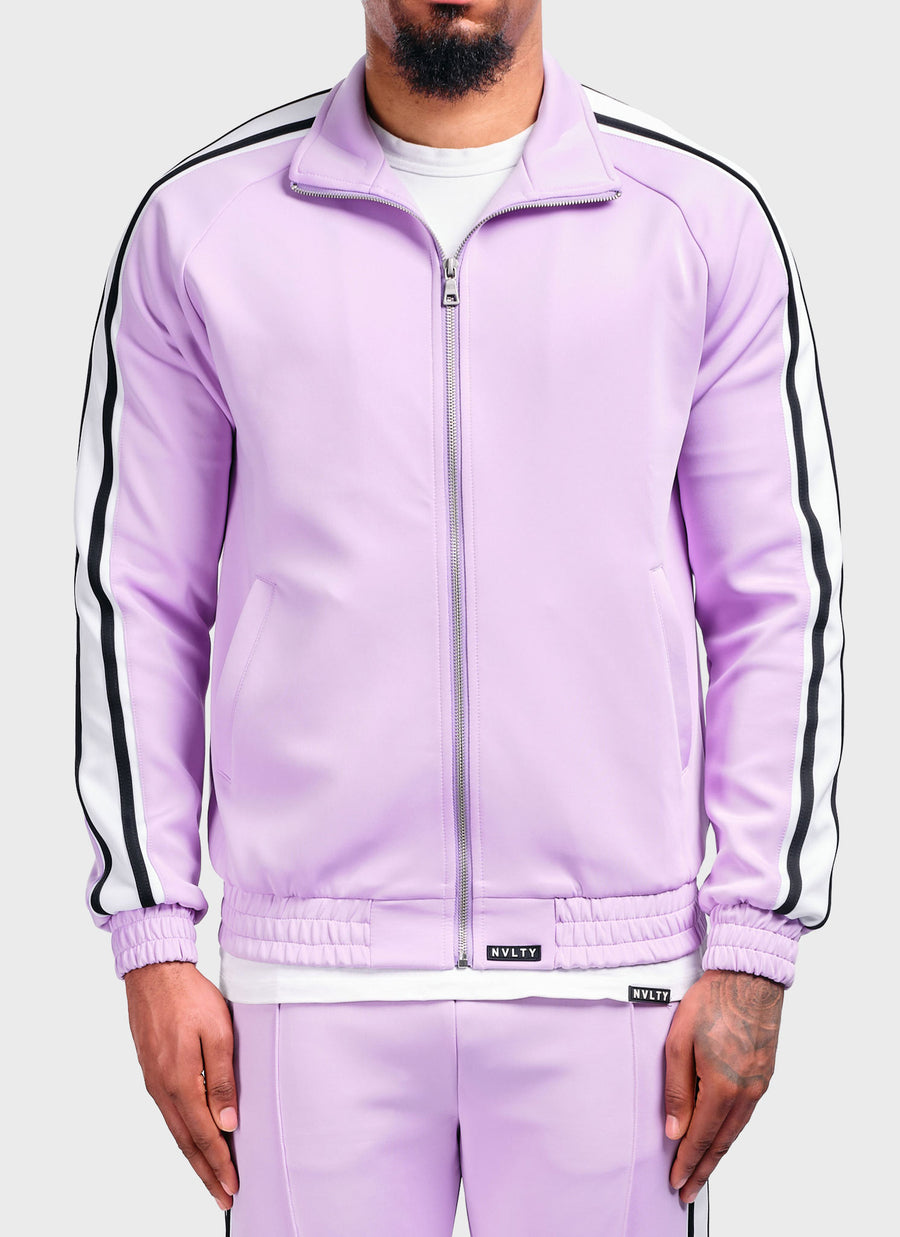 Panelled Luxe Track Jacket - Purple
