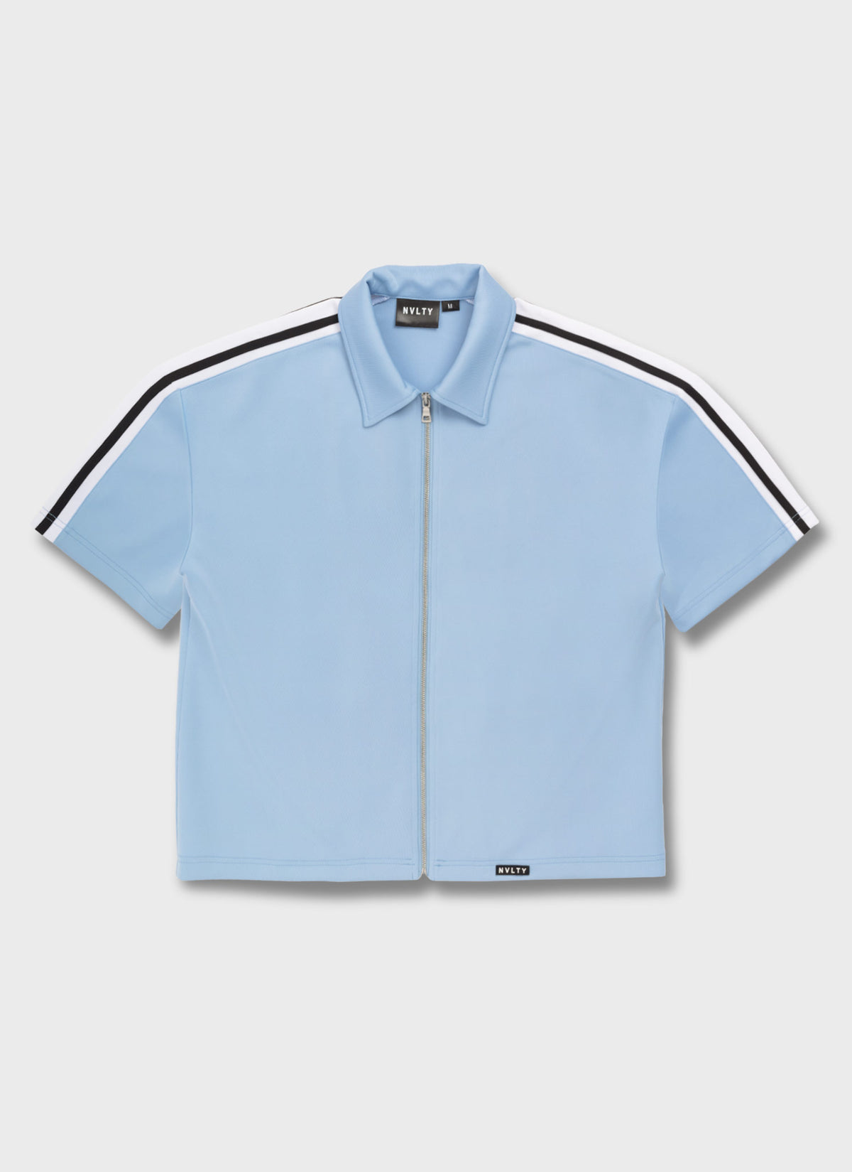 Panelled Luxe Track Shirt - Baby Blue