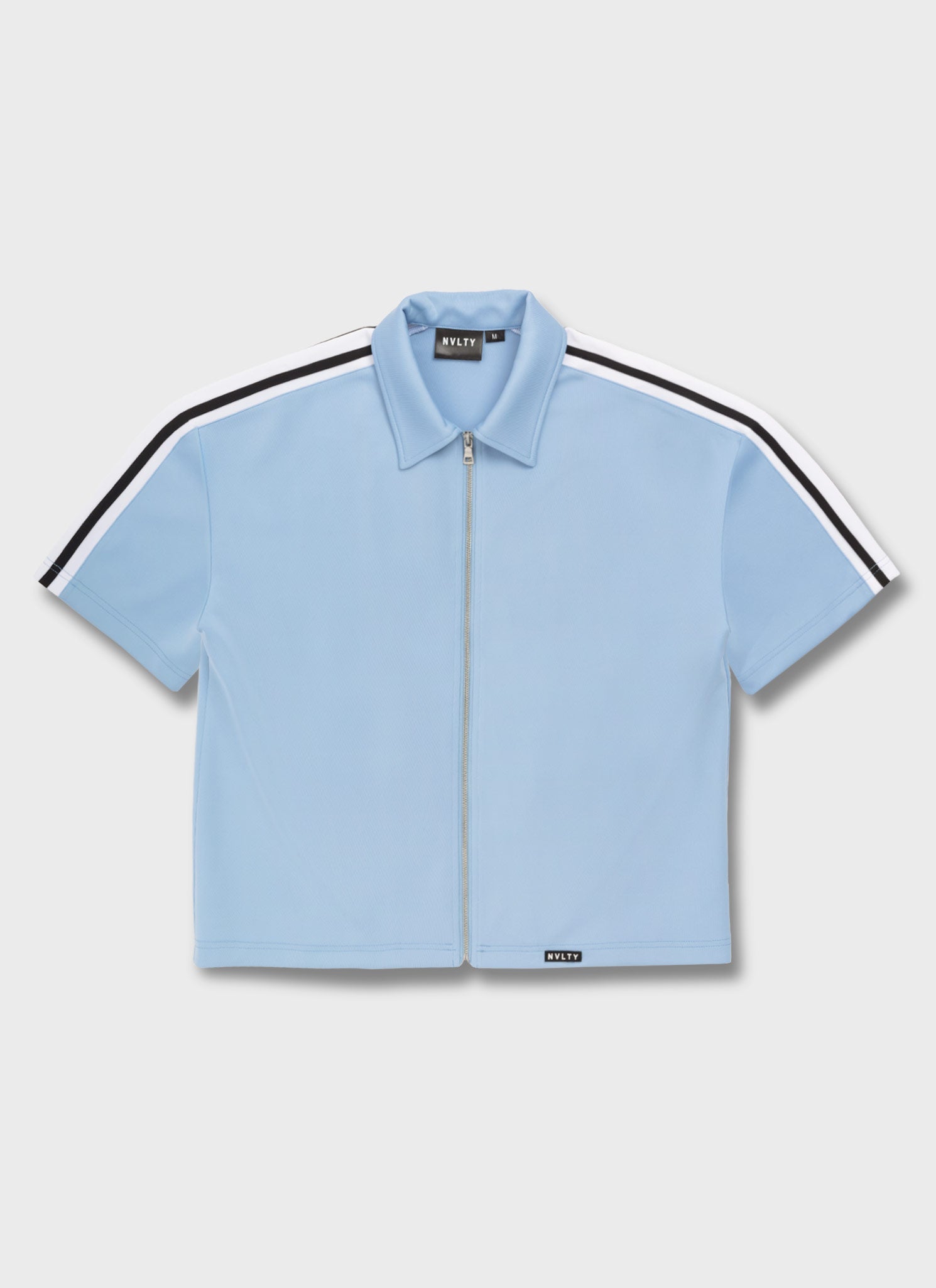 Panelled Luxe Track Shirt - Baby Blue