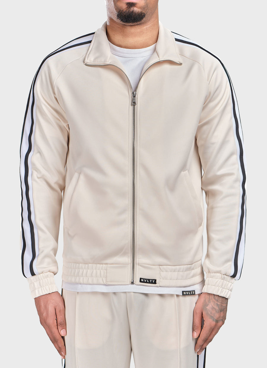Panelled Luxe Track Jacket - Ivory