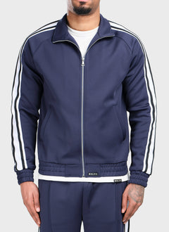 Panelled Luxe Track Jacket - Navy