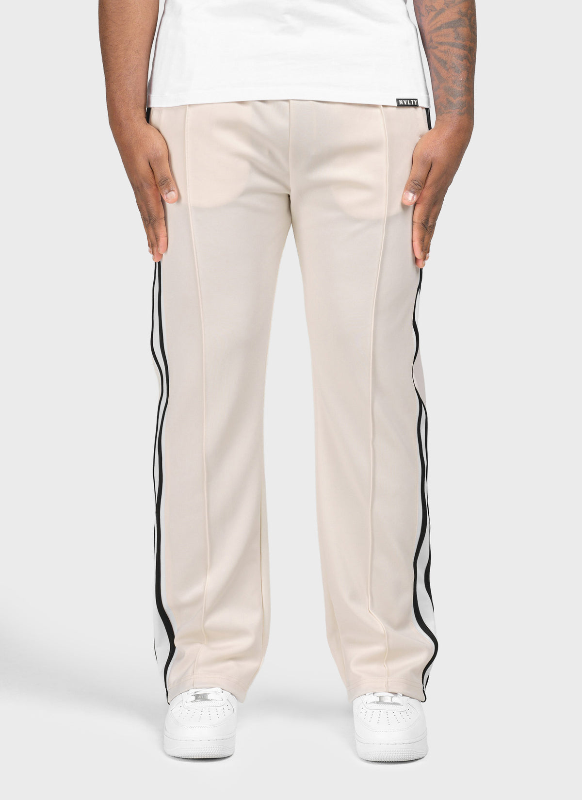 Panelled Luxe Track Pants - Ivory