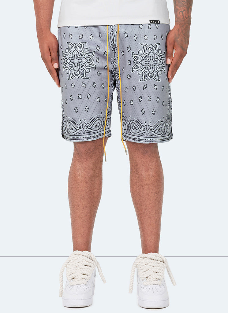 Paisley Mesh Shorts - Grey – N V L T Y