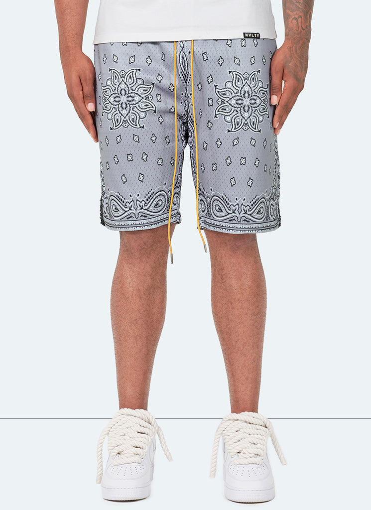 Paisley Mesh Shorts - Grey